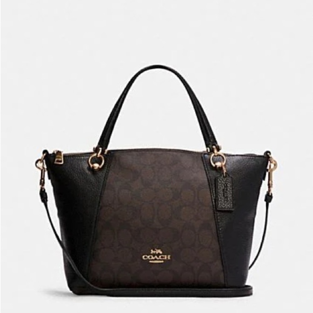 Kacey Satchel In Signature Canvas Gold/Brown Black